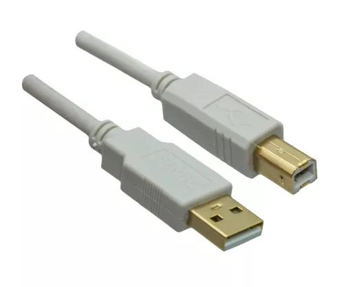 DINIC USB 2.0 HQ kabelis nuo A iki B kištuko, 28 AWG/2C, 26 AWG/2C, baltos spalvos, 3,00 m, DINIC polietileninis maišelis